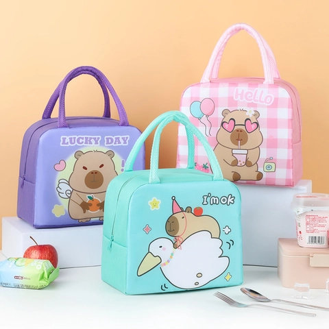 Bolsa De Almuerzo Aislada Oxford Impermeable Bolsa Bento Térmica Portátil Dibujos Animados Animales Niños Oficina Picnic