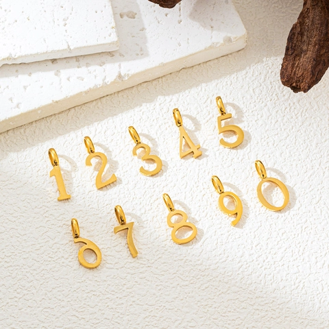 Ciondoli Numeri Minimalisti Acciaio Inossidabile Placcato Oro 18K Numeri Arabici Accessori Per Creazione Gioielli DIY