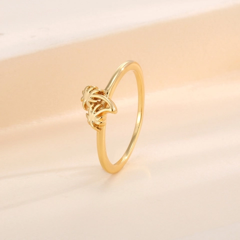 Bague Palmier Cuivre Plaqué Or Design Cocotier Style Été Tropique Bijoux Minimalistes Pour Femmes