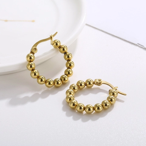 Orecchini A Cerchio Con Perline In Acciaio Inossidabile Per Donna Minimalisti A Forma Di U Gioielli Di Moda