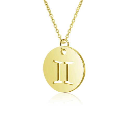 316 Stainless Steel Hollow Twelve Constellation Zodiac Sign Round Pendant Necklace For Women Minimalist Clavicle Chain Jewelry