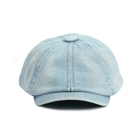 Casquette Newsboy En Jean Lavé Rétro Coton Huit Panneaux Style Britannique Vintage Pour Hommes Femmes Décontracté