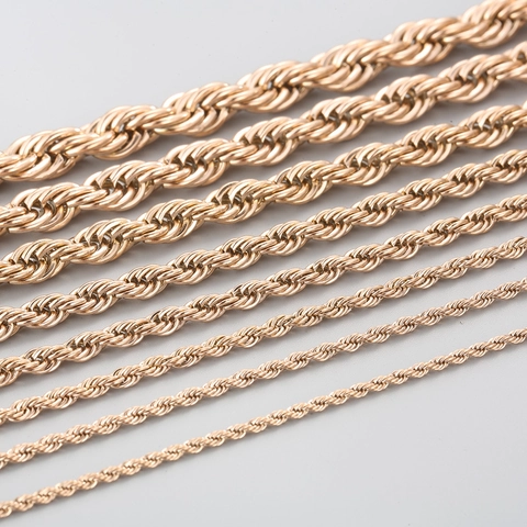 Collier Chaîne Torsadée En Acier Inoxydable Or Rose Bijoux Hip Hop Mode Pour Hommes Femmes