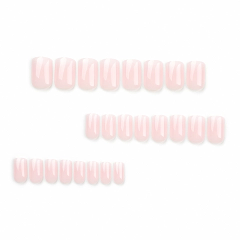Uñas Postizas De Plástico Clásicas Degradado Rosa Blanco Francés Brillante Cobertura Completa Cuadradas Largas Elegantes Portátiles Para Mujeres