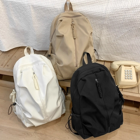 Nylon Backpack Large Capacity Minimalist Casual Sports Travel School Bag For High School College Students Women Men