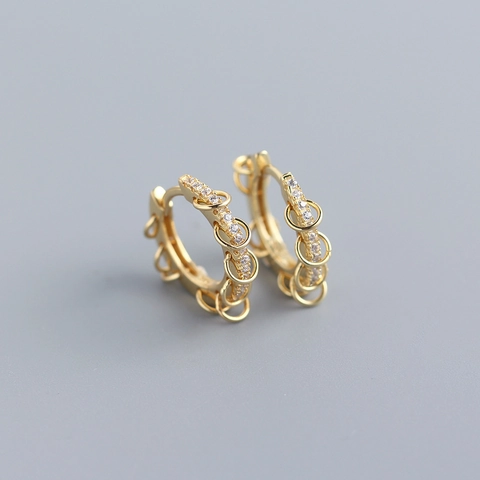Mini Hoop Oorbellen Koper Zirkonia Met 925 Sterling Zilveren Oorknopje Hangende Ringen Punk Hip Hop Voor Dames