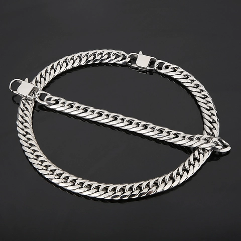 Collar Y Pulsera De Cadena De Eslabones Cubanos De Acero Inoxidable Hip Hop Punk Joyería Geométrica Para Hombres Mujeres