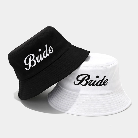 Cappello Bucket Cotone Ricamato Bride Groom Festa Matrimonio Moda Casual Protezione Solare Per Coppie