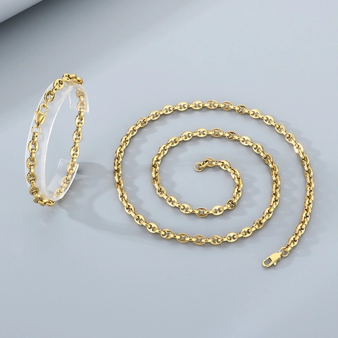 Moda Collar Y Pulsera De Acero Inoxidable Cadena De Eslabones De Ancla Mariner Joyería Pulida Minimalista Para Hombres Mujeres