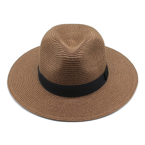 Chapeau Fedora En Paille Unisexe À Bord Large Protection Solaire Style Panama Respirant Été Plage Voyage Jazz Pour Hommes Femmes