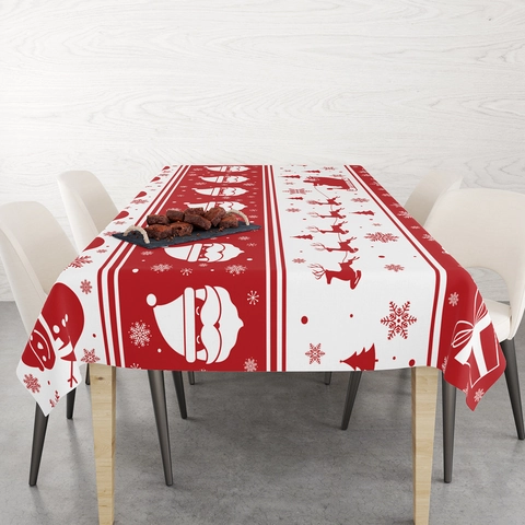 Christmas Tablecloth Waterproof Cotton Linen Digital Printed Nordic Festive Holiday Dining Decor Dustproof Table Cover