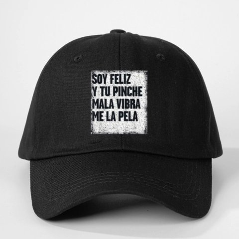 Spanischer Slogan Soy Feliz Patch Baseball Cap Verstellbare Polyester Sonnenschutz Streetwear Hut Für Damen Herren