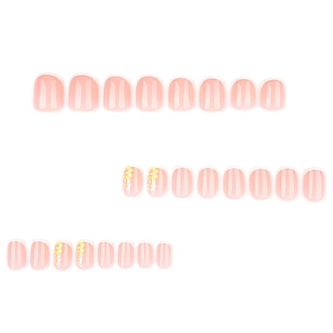 Press On Nagels Kort Vierkant French White Tip Nude Roze Met Madeliefjes Ontwerp Elegante Dagelijkse Manicure Voor Dames