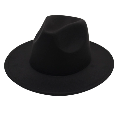 Fedora Hat Classic Solid Color Wide Flat Brim Cotton Polyester Felt Retro Jazz Style For Men Women