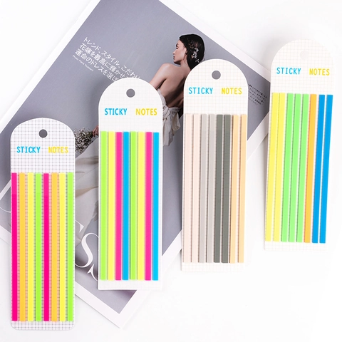 Transparent PET Sticky Notes Slim Index Tabs Page Markers Translucent Colorful Long Strips For Reading Office School