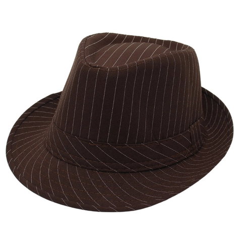 Cappello Fedora A Righe Misto Cotone Ala Corta Top Piatto Retro Jazz Stile Britannico Uomo Donna Unisex