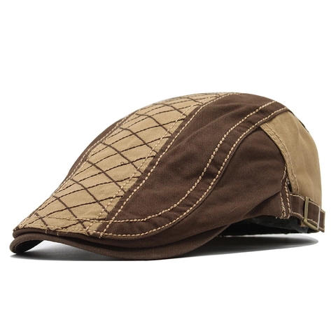 Vintage Baumwolle Flatcap Patchwork Gesteppte Ivy Newsboy Mütze Mit Verstellbarer Metallschnalle Für Herren Damen Retro