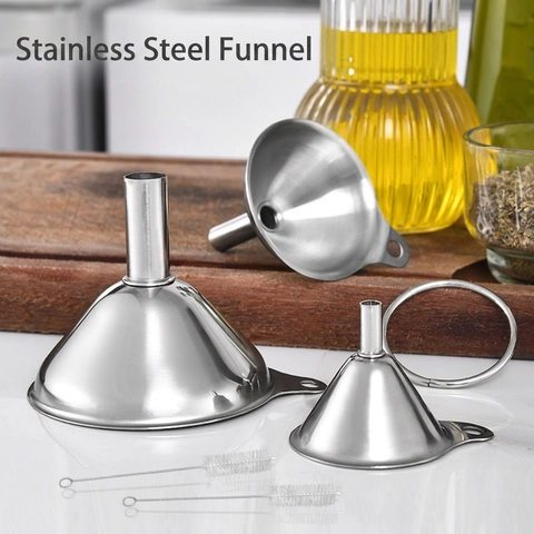 Embudos De Cocina De Acero Inoxidable Con Mango Para Transferencia De Líquidos Aceite Vino Incluye Cepillos De Limpieza