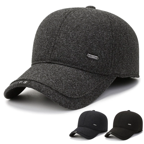 Herren Winter Baseballkappe Mit Ohrenklappen Warm Fleece Gefüttert Filzstruktur Schirmmütze Verstellbar Outdoor Freizeit