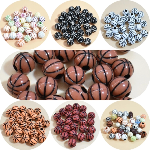 Cuentas Sueltas de Arcilla Polimérica con Patrón de Baloncesto para Creación de Joyas DIY Pulsera Collar Ornamentos Colgantes Estilo Deportivo