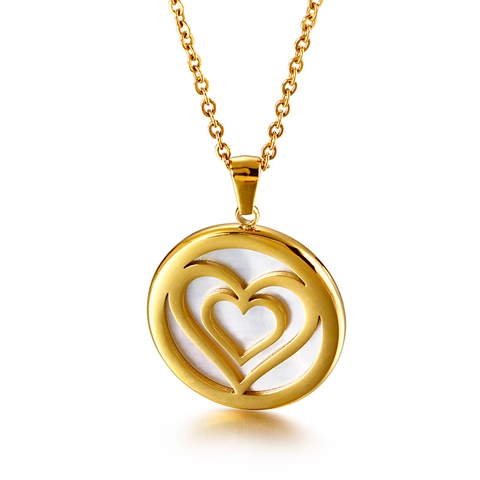 Tree Of Life Heart Pineapple Round Pendant Stainless Steel Shell Inlay Fashion Jewelry For Women