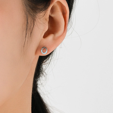 Orecchini A Lobo Tondi Geometrici Con Perno In Argento Sterling 925 Smalto Colore A Contrasto Gioielli Minimalisti Per Donna