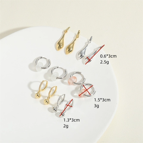 Franse Retro Koperen Hoop Hangoorbellen Voor Dames Met Agaat Zirkoon Minimalistische Vintage Stijl Sieraden