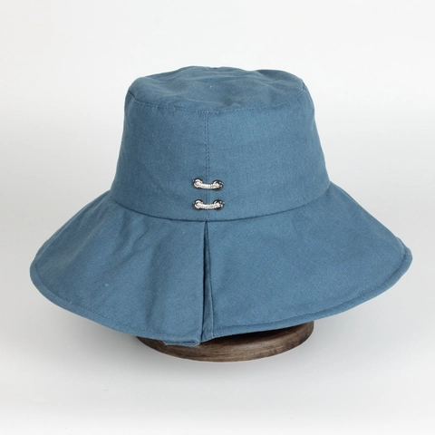 Sombrero De Pescador De Ala Ancha Algodón Protección Solar Exterior Plegable Color Sólido Hebillas De Metal Decorativas Unisex