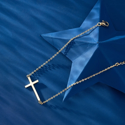 Bracelet Croix Argent Sterling 925 Minimaliste Réglable Chaîne Fine Bijoux Délicats Pour Femmes Filles