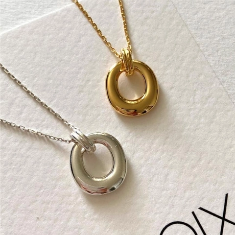 Collana Con Pendente A Cerchio Geometrico Argento Sterling 925 Lucidato Stile Minimalista Semplice Donna Gioielli Eleganti