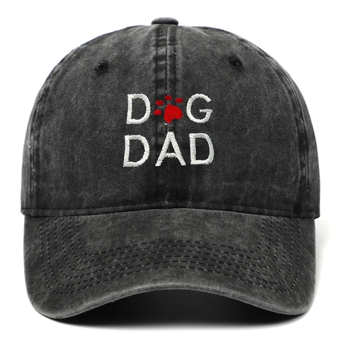 Gorra De Béisbol De Algodón Lavado Vintage Bordado Dog Dad Huella De Pata Protección Solar Ajustable Para Hombres Mujeres