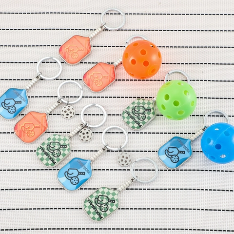Pickleball Paddle And Ball Keychain Sport Pendant Metal Key Ring For Pickleball Fans Lovers Gift Accessory