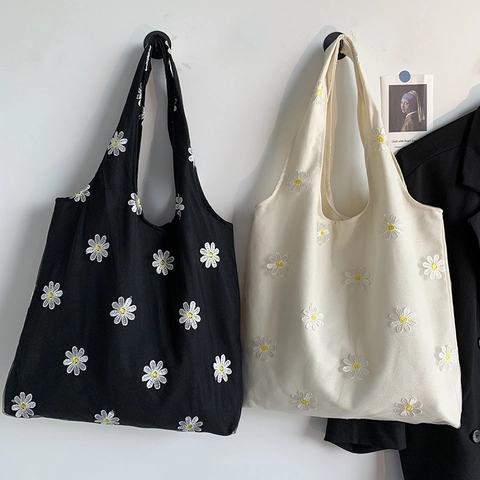 Borsa Tote In Tela Ricamo Floreale Mesh Doppio Strato Grande Capacità Borsa A Spalla Donna Shopping Stile Letterario