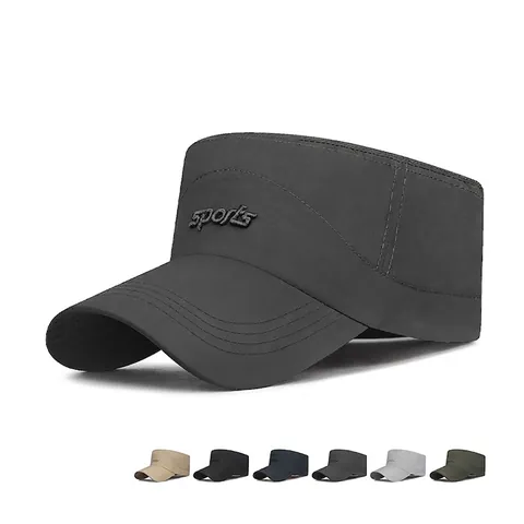 Men Cadet Cap Quick Dry Flat Top Hat Sun Protection Adjustable Outdoor Sport Hat With Sports Embroidery