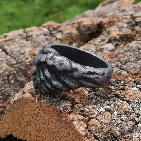 Anello Stretta Di Mano Acciaio Inossidabile Vintage Distressed Gotico Punk Hip Hop Gioielli Per Uomo Unisex Accessoire