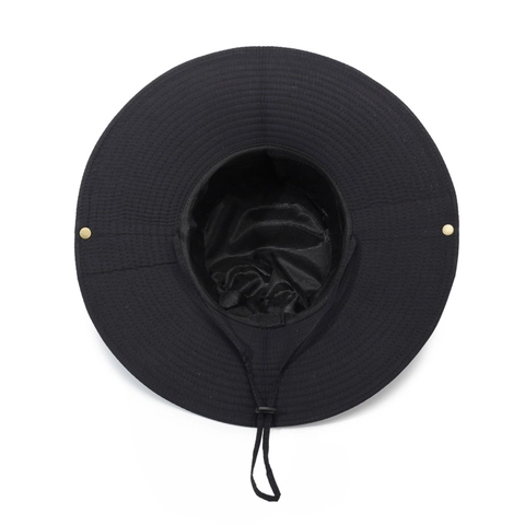 Outdoor Wide Brim Sun Hat Polyester Quick Drying Breathable Fishing Boonie Cap With Adjustable Windproof Rope For Hiking Camping
