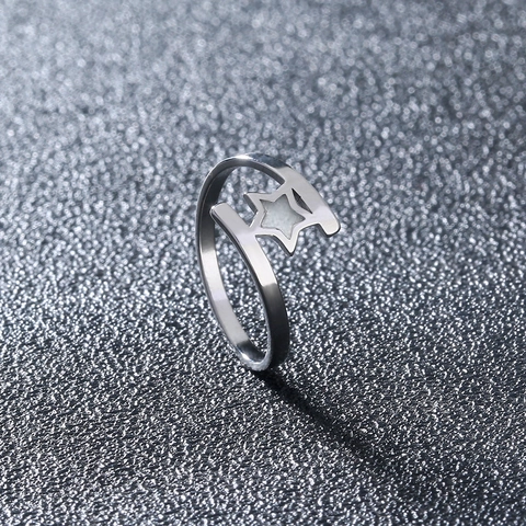 Anello Stella Luminoso Acciaio Inossidabile Glow In The Dark Fascia Aperta Regolabile Gioielli Moda Per Donna