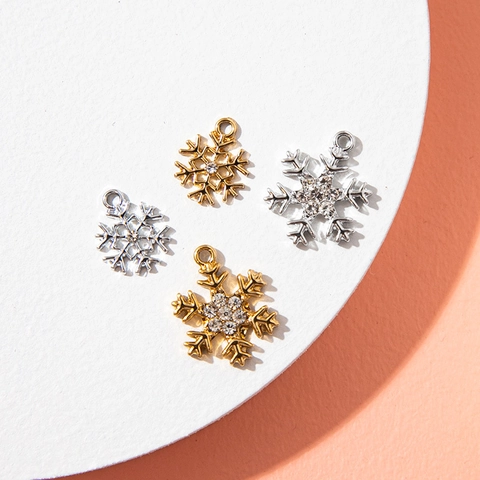 Snowflake Pendant Charms Alloy Rhinestone DIY Jewelry Making Accessories For Bracelet Earring Winter Sparkling Gift