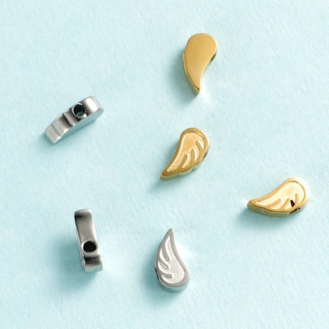Angel Wing Charms Beads 304 Stainless Steel 18K Gold Plated Small Hole DIY Jewelry Making Pendants For Bracelet Necklace