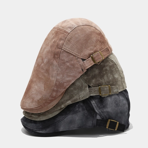 Vintage Tie Dye Katoen Flat Cap Mannen Vrouwen Britse Stijl Distressed Ivy Newsboy Baret Verstelbare Zonbescherming Hoed