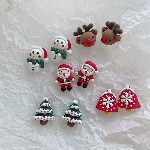 Orecchini Natalizi Resina Babbo Natale Renna Pupazzo Di Neve Con 925 Sterling Silver Earring Post O Clip Gioielli Donna