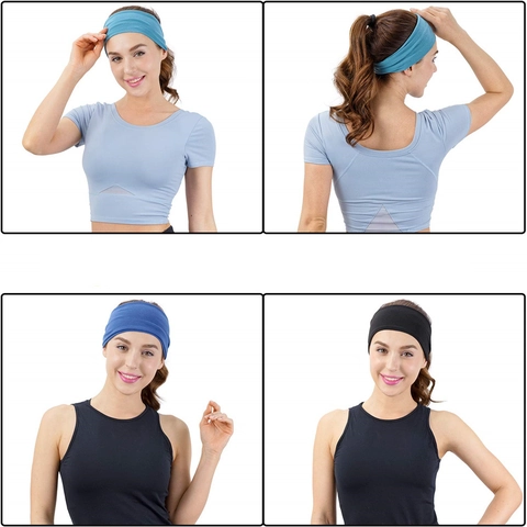 Wide Elastic Sports Headband Breathable Polyester Spandex Sweatband For Yoga Running Fitness Solid Color Anti Slip Band
