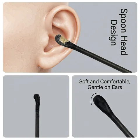Cotons Tiges Double Face Avec Pointes En Spirale Et Cuillère Coton Absorbant Bâton En Papier Pour Maquillage Et Oreilles