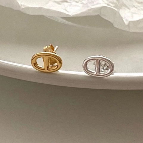 Orecchini A Lobo Con Design A Maglie Perno In Argento Sterling 925 Gioielli Di Moda Minimalisti Per Donna