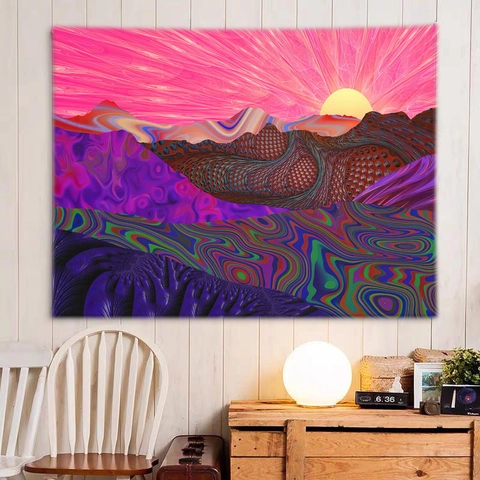 Arazzo Psichedelico Poliestere Arte Astratta Appeso A Parete Casa Stanza Trippy Hippie Boho Sfondo Decorativo