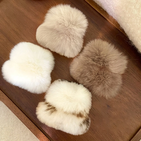 Faux Fur Plush Hair Claw Clip Large Back Head Bun Holder Autumn Winter Solid Color Soft Elegant Hair Accessory For Women