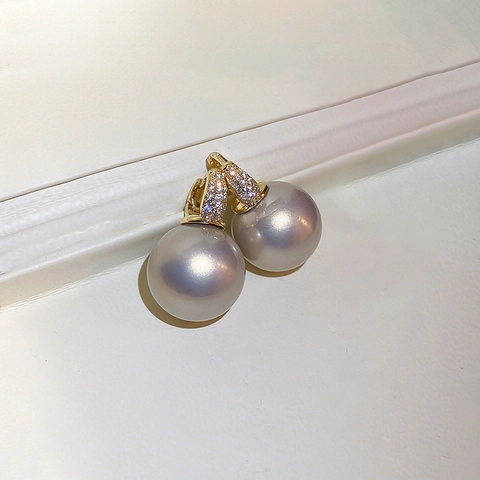 Barok Kunstparel Hoop Oorbellen Koper Met Zirkoon Geometrisch Elegant Mode Sieraden Voor Dames