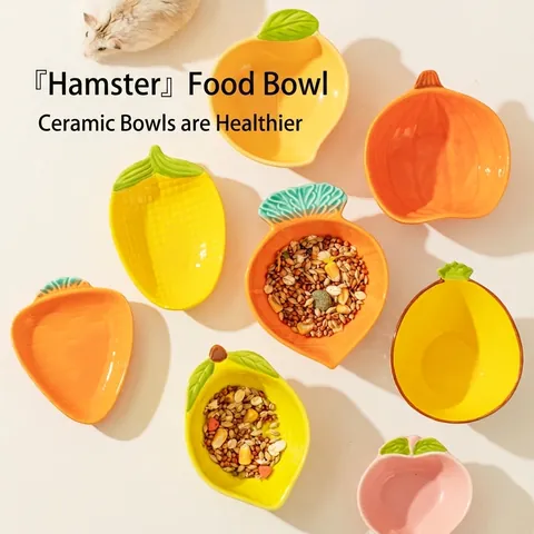 Ceramic Hamster Food Bowl Fruit Vegetable Shaped Small Pet Feeding Dish For Guinea Pig Easy Clean Smooth Glaze Decorative