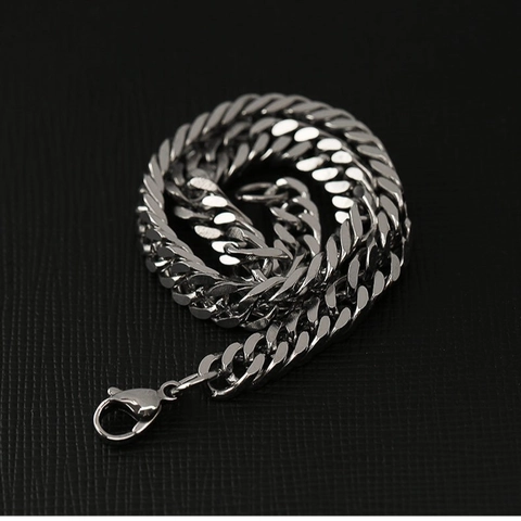 Bracciale A Catena Cubana Acciaio Inossidabile Lucidato Piatto Rettificato Gioielli Di Moda Semplici Per Uomini Donne