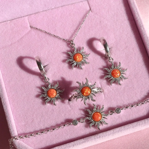 Collana Pendente Sole Retrò Starburst Rame Con Opale Zircone Placcato Oro 14K Gioielli Boho Per Donne